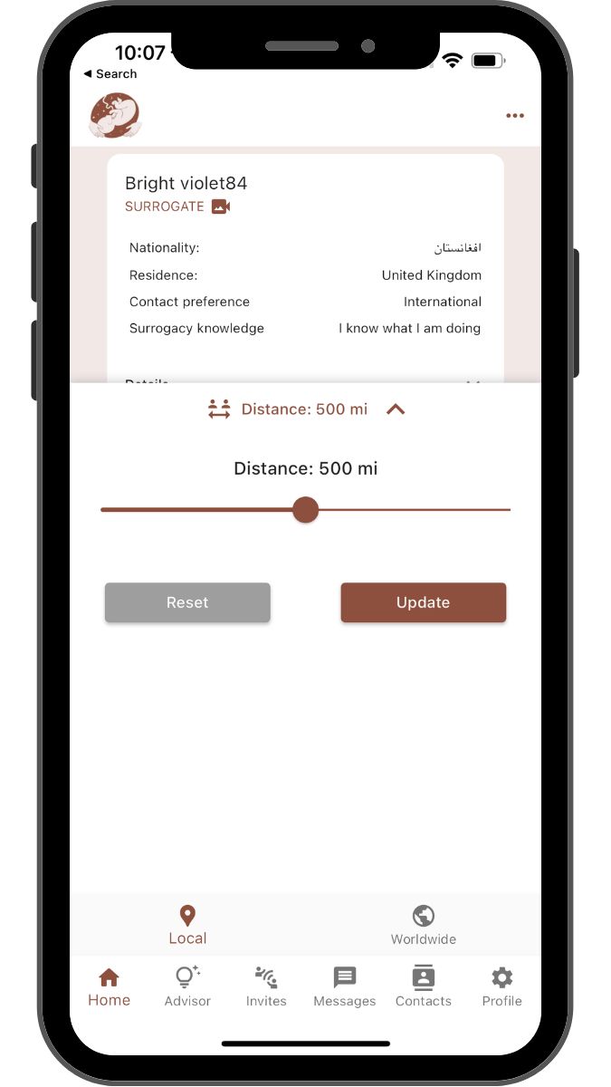 Surrogate App Interface - Find Surrogate Mothers